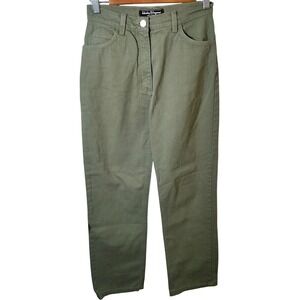 Salvatore Ferragamo‎ Womens Olive Green Gancini High Waist Straight Leg Pants 26